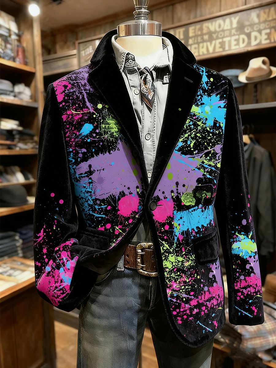 Chaqueta Art Graffiti estampado Flannel solapa casual para hombre