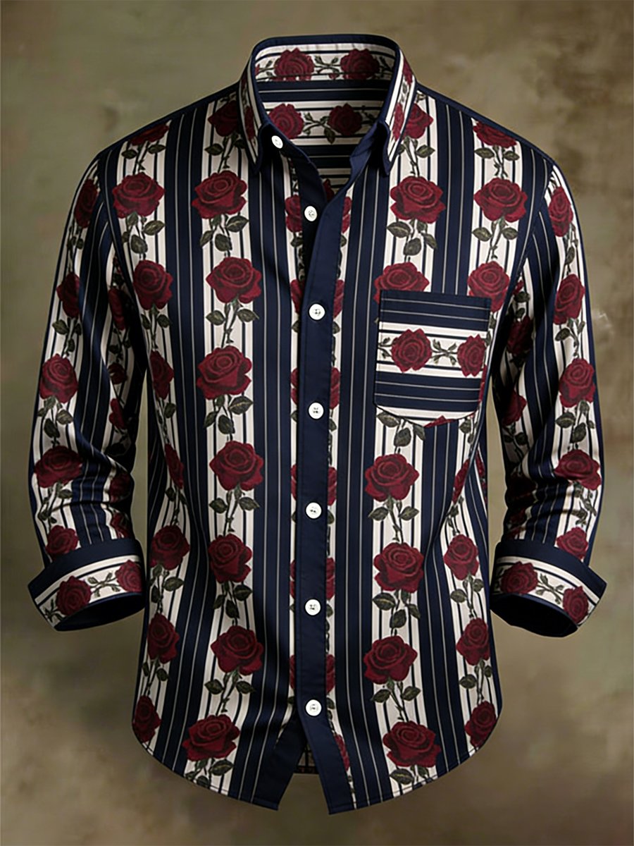 Camisa retro ejecutivo de manga larga para hombre