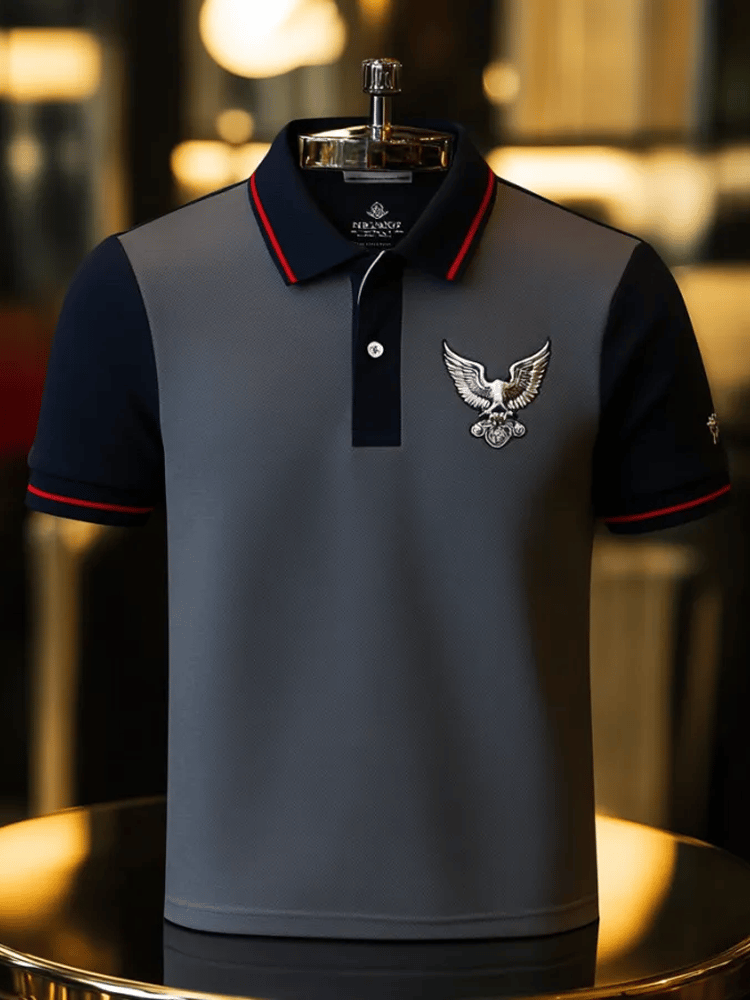 Camisa polo ejecutivo rayas Lettering con botones para hombre