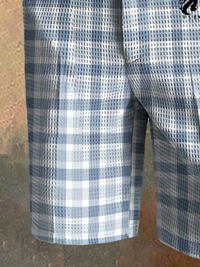 Pantalón casual a cuadros Waffle para hombre