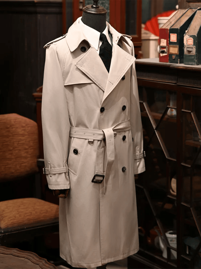 Abrigo Double Breasted cinturóned casual Trench para hombre