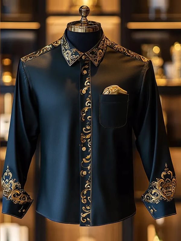 Camisa seda de lujo ejecutivo de manga larga para hombre