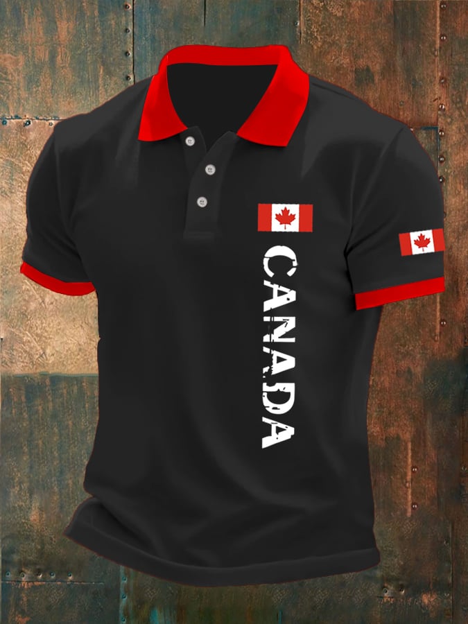 Camisa polo Canadian Flag estampado para hombre