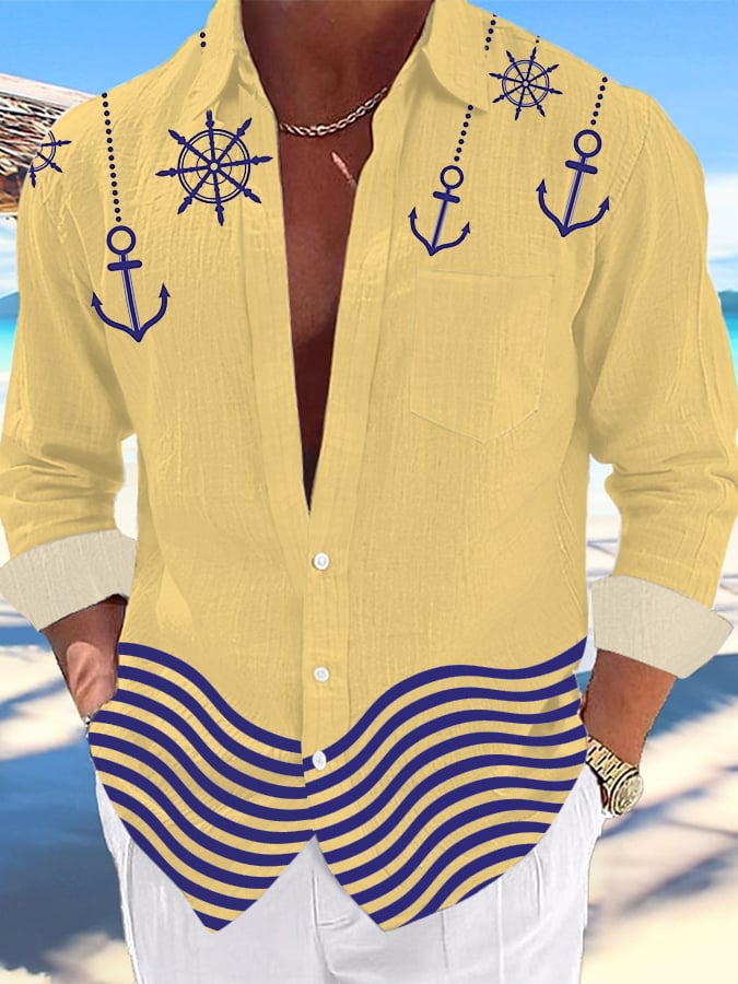 Camisa casual Hawaiian estampado Lapel para hombre