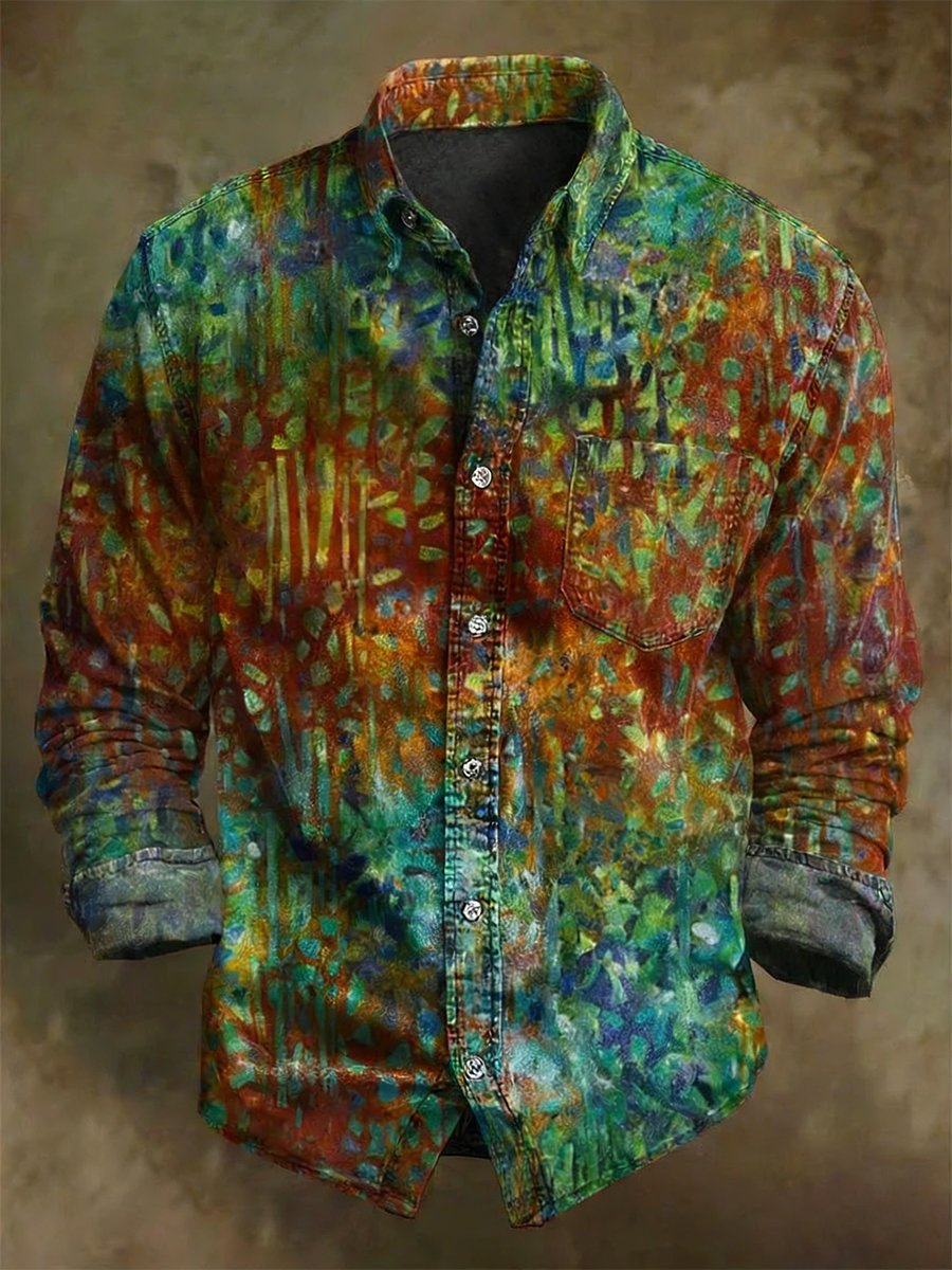 Camisa vintage Art de manga larga para hombre