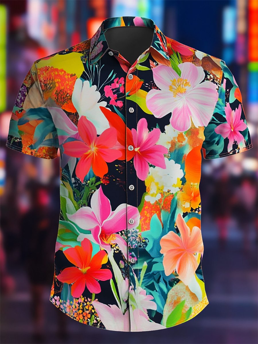 Camisa Resort casual floral Art de manga corta para hombre