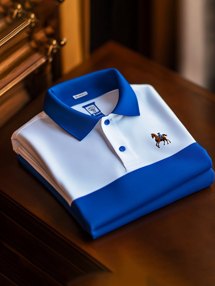 Camisa polo clásico ejecutivo Check Logo Button de manga corta para hombre