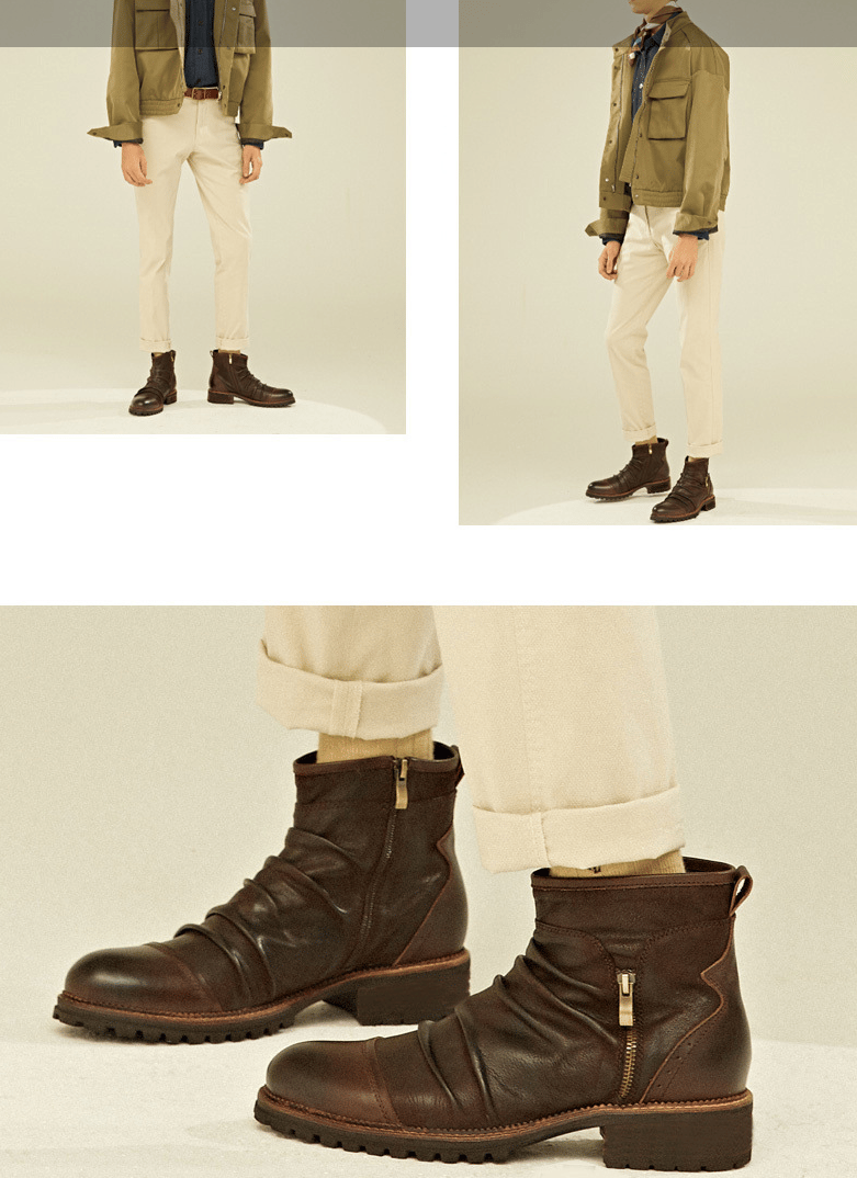 Botas PU cuero retro casual cierre High-top Martins