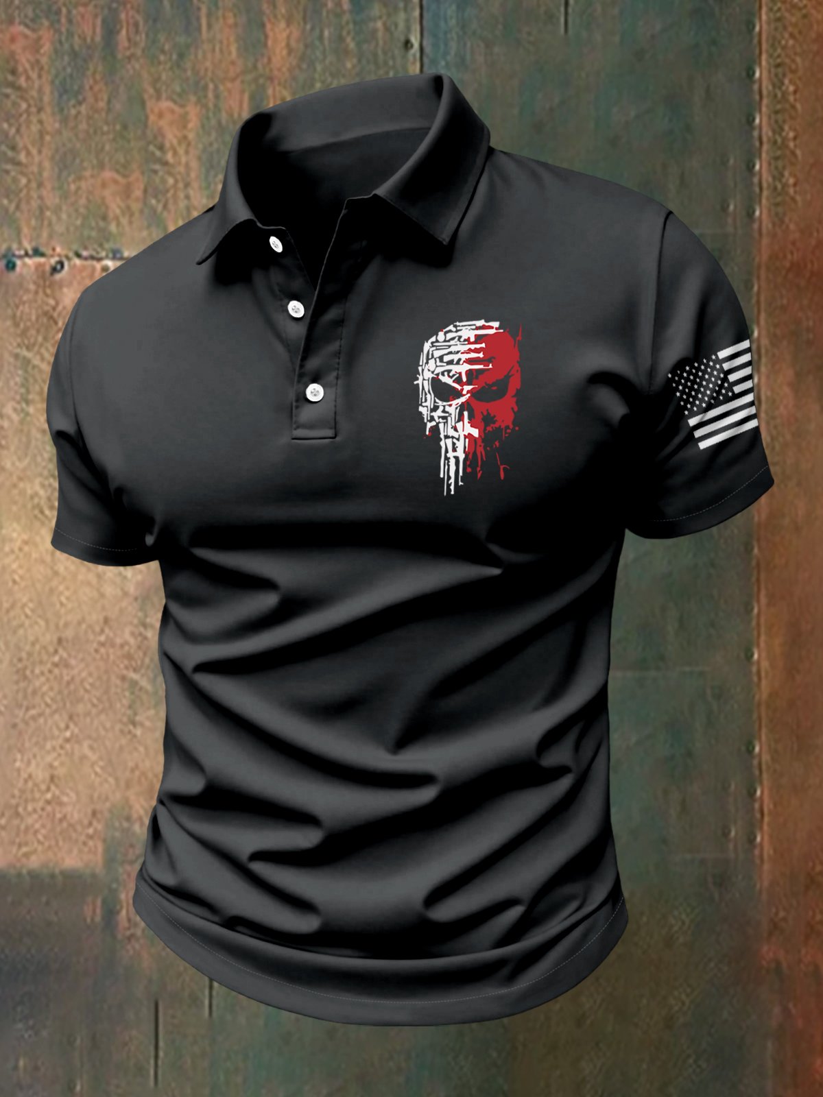 Camisa polo para exterior Independence Day American Flag Button de manga corta para hombre