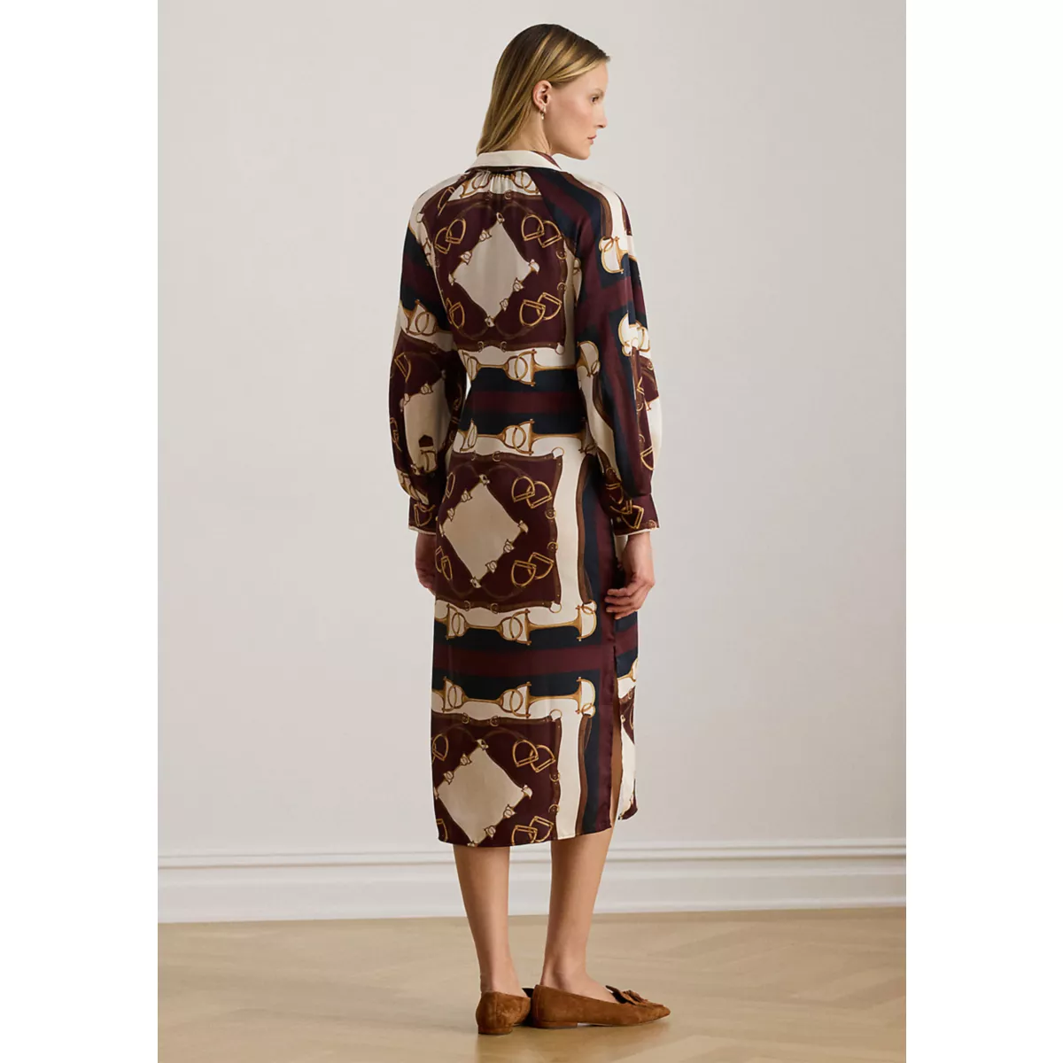 Women's Equestrian-Print Twill Midi Shirtdress - 2