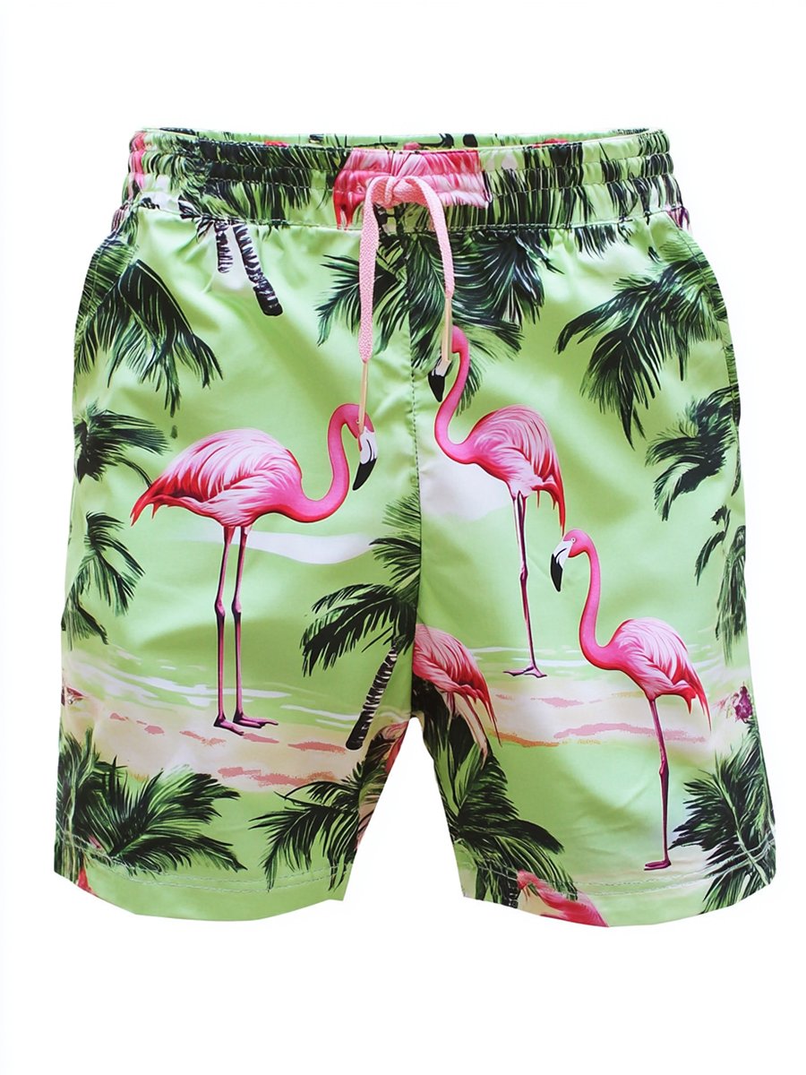 Shorts hawaiano Holiday Flamingo estampado Beach para hombre