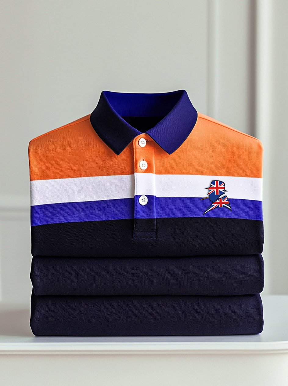 Camisa polo ejecutivo Union Jack casual Button de manga corta para hombre