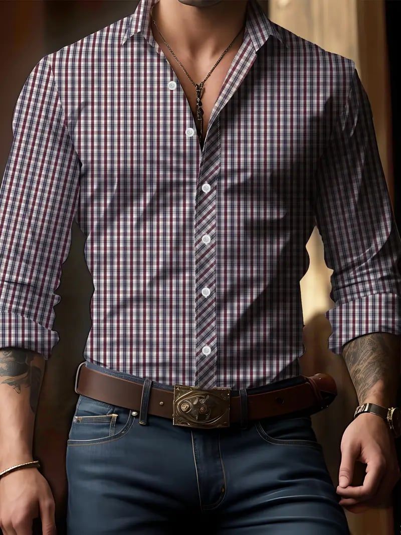 Camisa ejecutivo estampado de manga larga para hombre