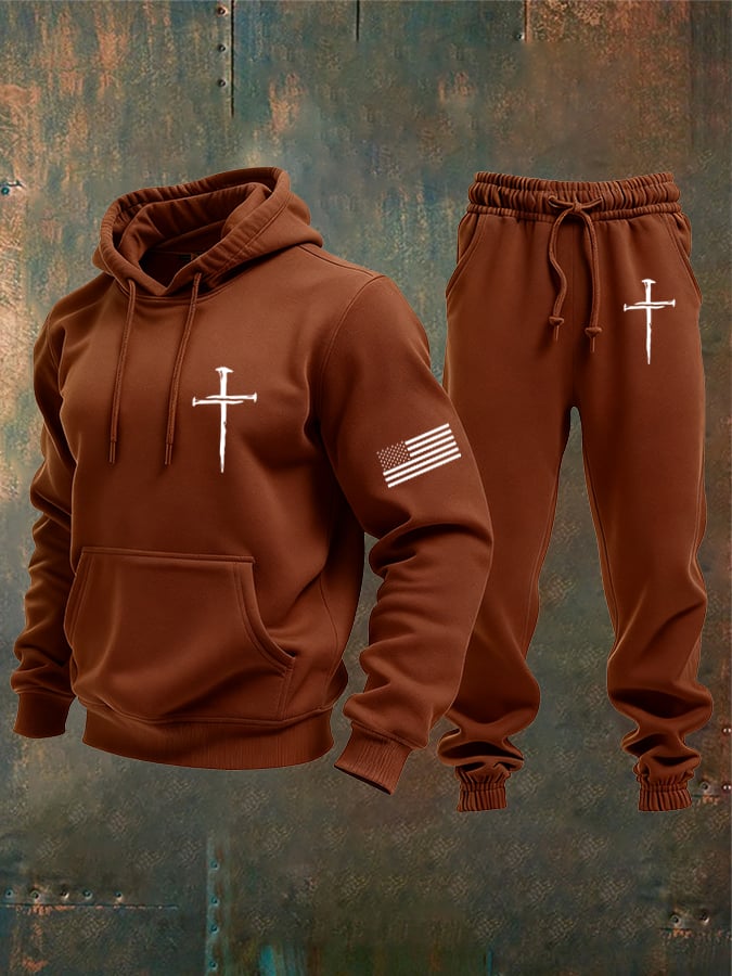 Sudadera vintage Faith Cross Set para hombre