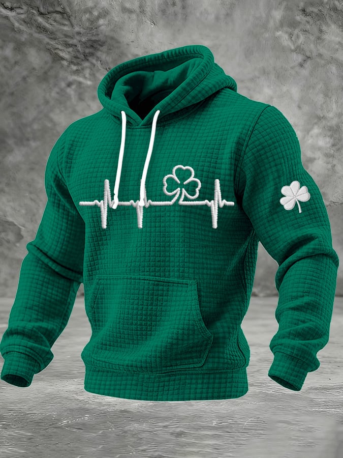 Sudadera St. Patrick's Day estampado Checkered con gorrasucha para hombre