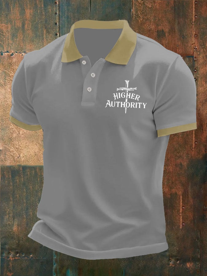 Camisa polo Higher Authority Cross Nails estampado casual para hombre