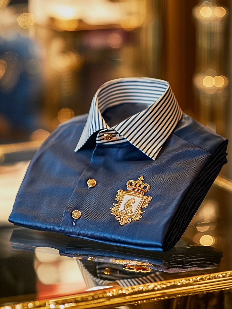 Camisa satén de lujo ejecutivo a rayas de manga corta Button para hombre