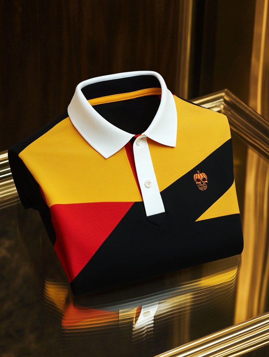 Camisa polo ejecutivo casual Halloween Art Button de manga corta para hombre