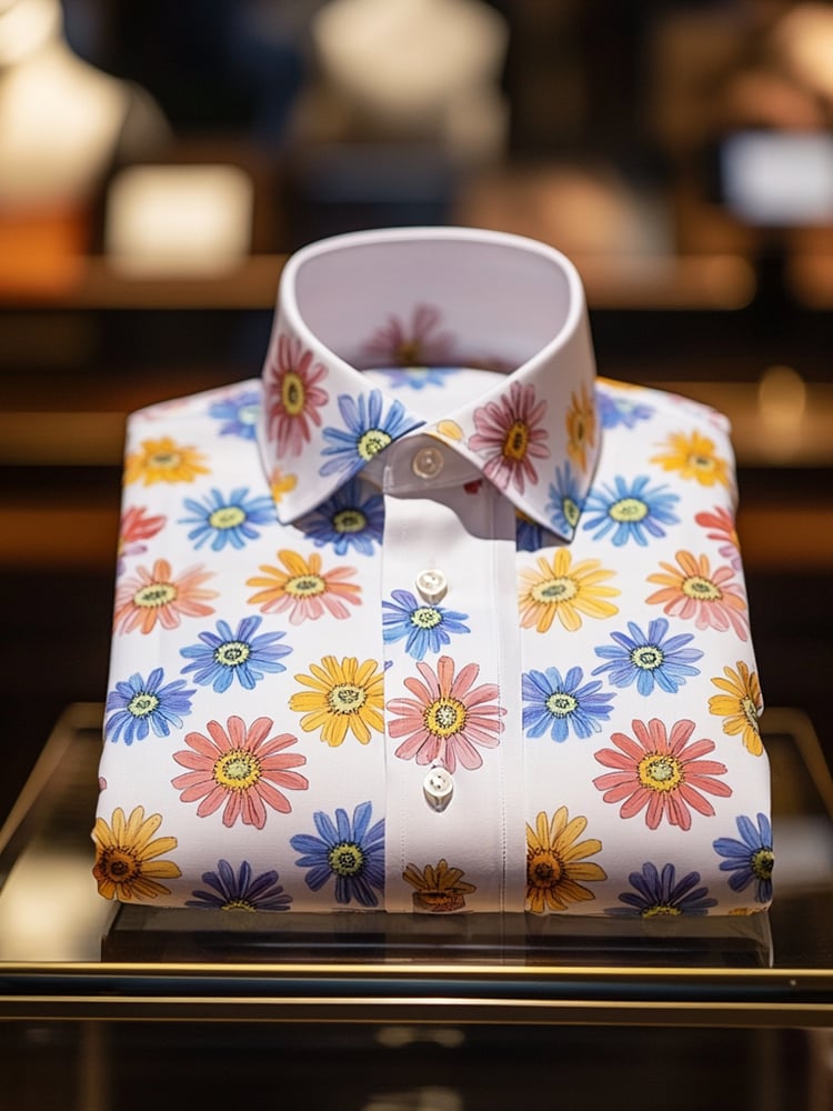 Camisa ejecutivo de lujo floral estampado de manga corta para hombre