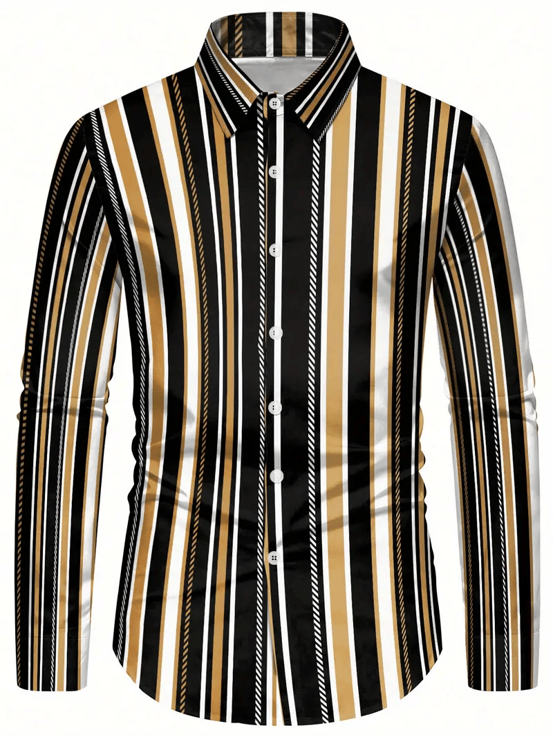 Camisa rayas estampado ejecutivo de manga larga para hombre
