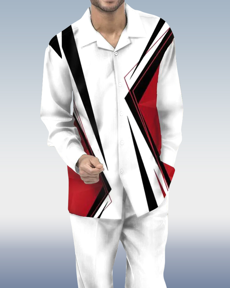 Suitmens White Art estampado de manga larga Walking Set