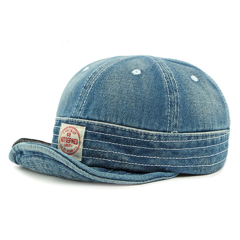 Retro Washed Denim suave Brim Contrast Stitching Baseball Cap para hombre