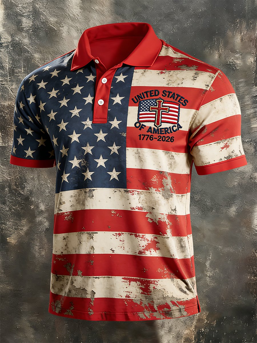 Camisa polo Faith America Anniversary de manga corta para hombre