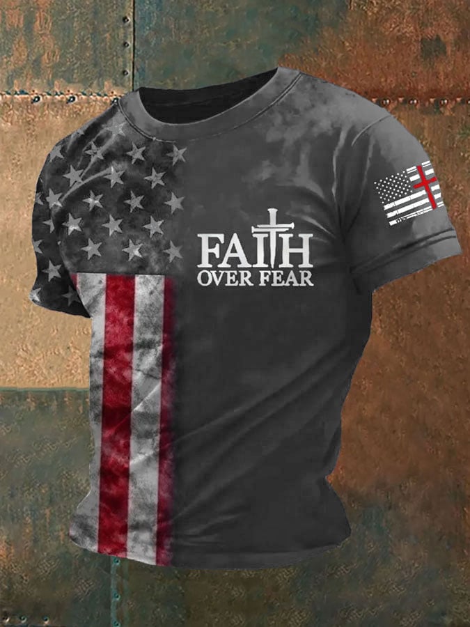 Camiseta vintage Flag Faith estampado para hombre