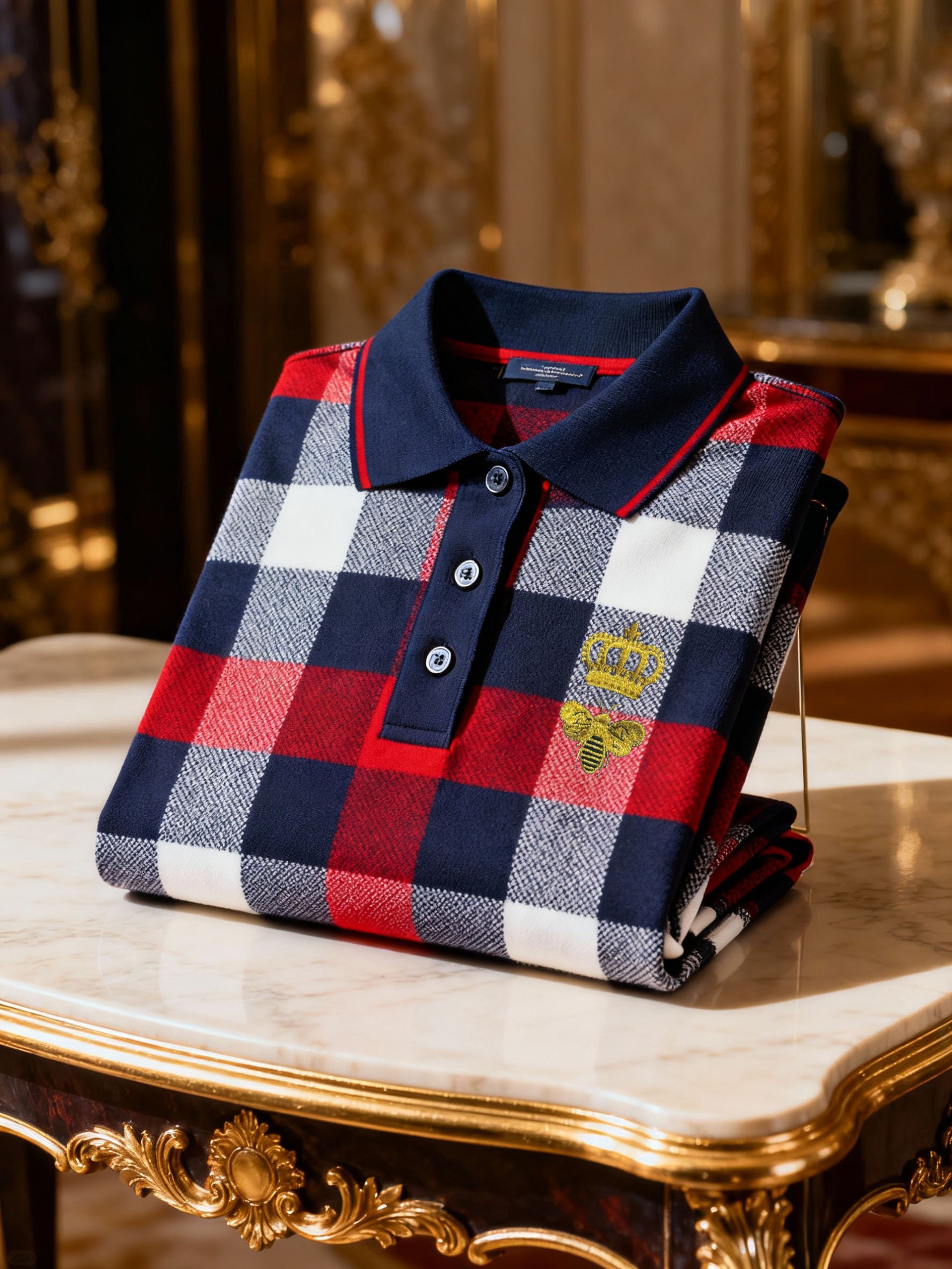 Camisa polo retro ejecutivo Logo estampado de manga larga para hombre
