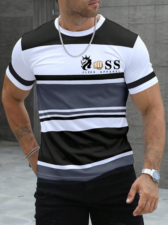 Camiseta retro Letter estampado casual para hombre