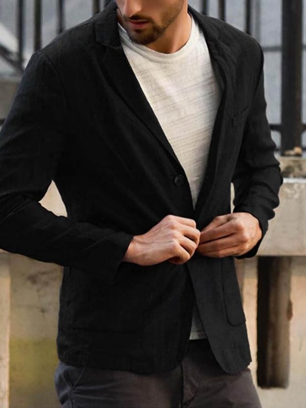 Casual holgado de algodón and de lino suit para hombre