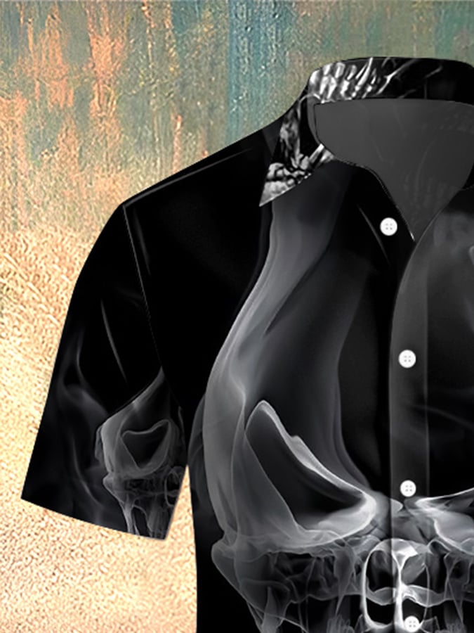 Camisa Skull estampado casual para hombre