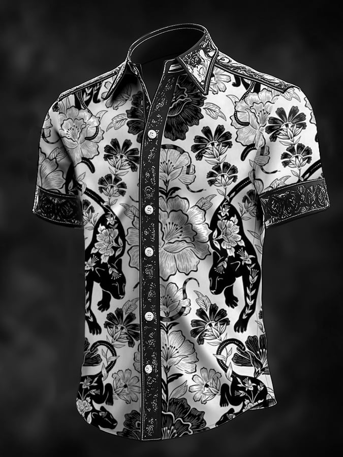 Camisa retro Baroque estampado Dark para hombre