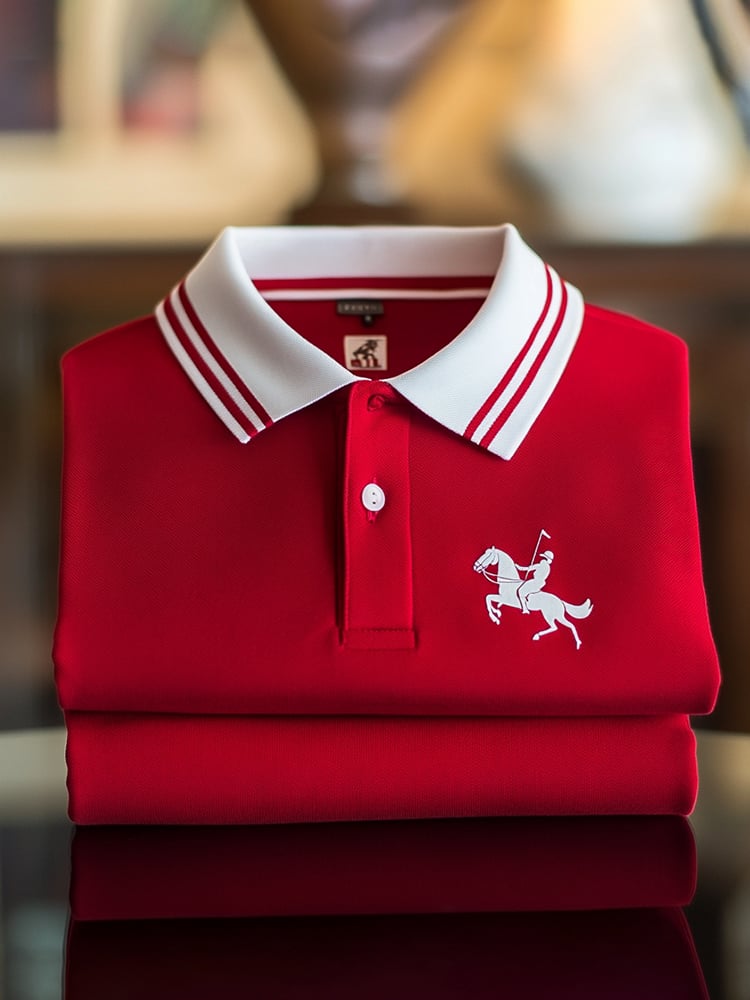 Camisa polo clásico ejecutivo Check Logo Button de manga corta para hombre