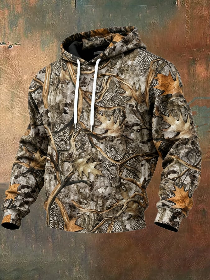 Sudadera retro desgastado en bloques de color camuflaje estampado casual de manga larga para hombre