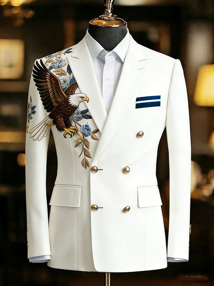 para hombre vintage Patriotic White Suit chaqueta