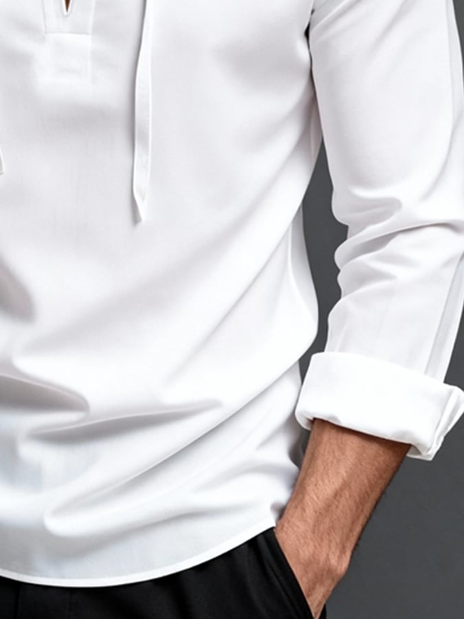 Camiseta casual Basic de manga larga With cuello para hombre