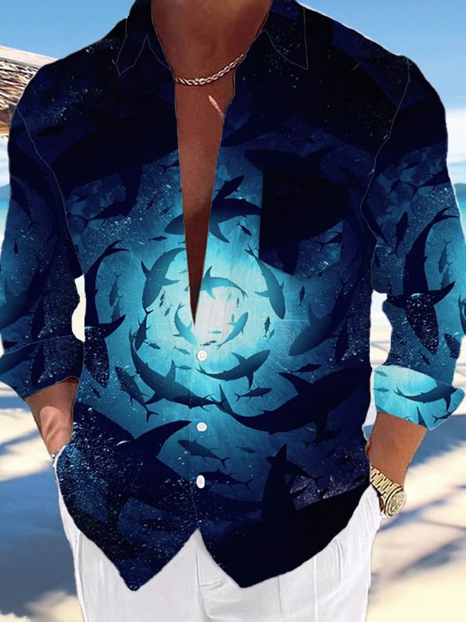 Camisa Beach estampado Art de manga corta para hombre