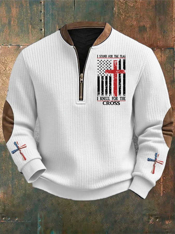 Sudadera I Stand For The Flag I Kneel for The Cross Faith estampado para hombre