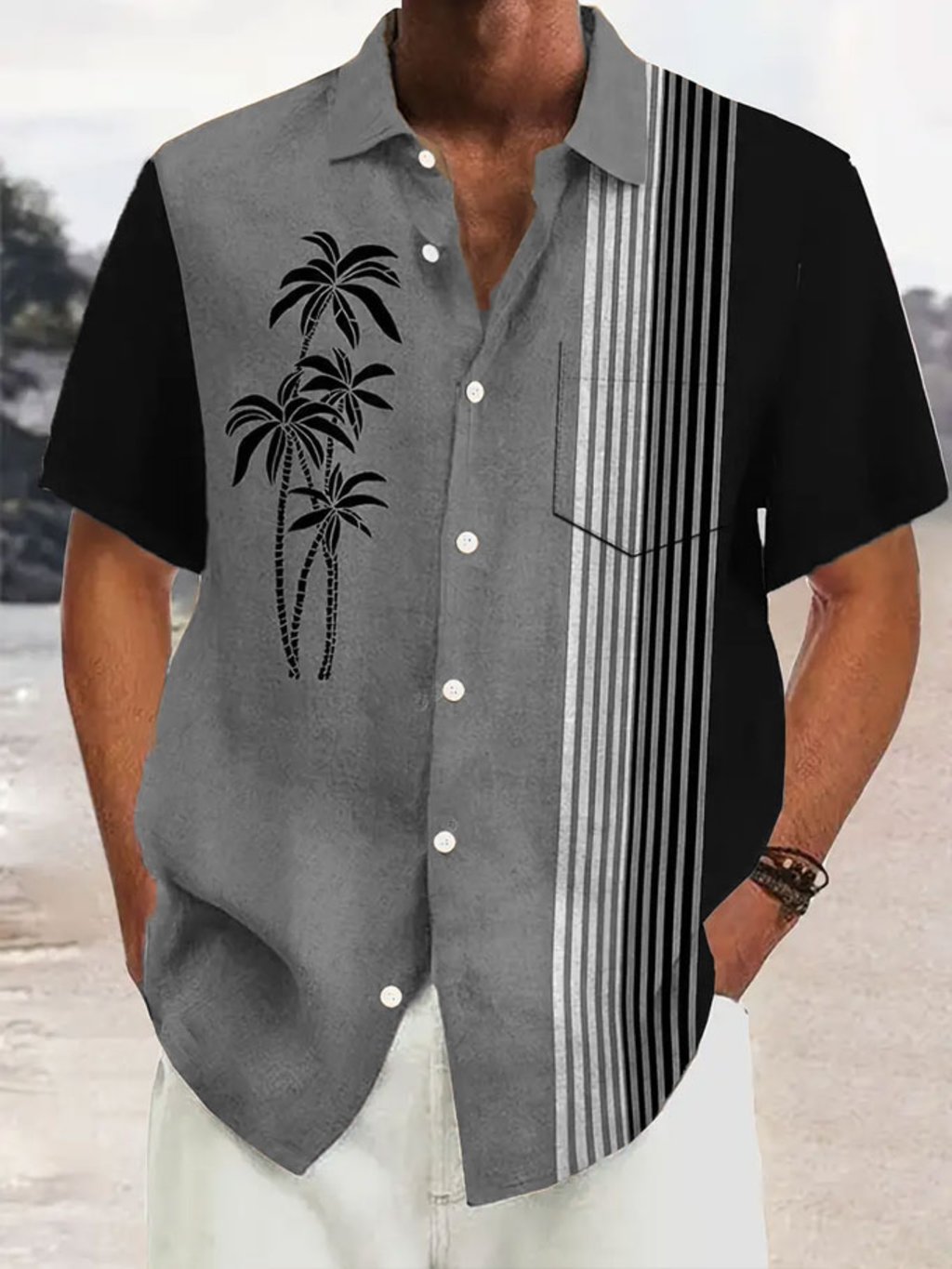 Resort Style rayas Princamiseta para hombre