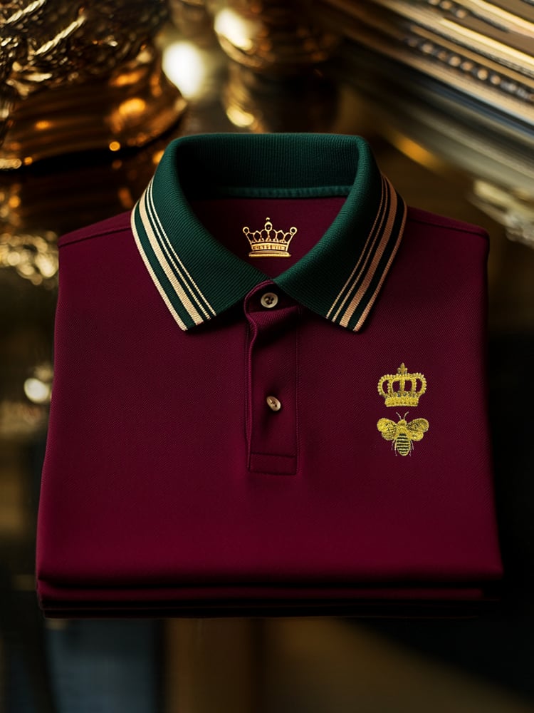 Camisa polo clásico ejecutivo Check Button de manga corta para hombre