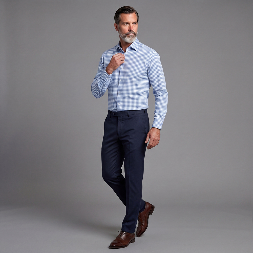Camisa Four-Way elástico casual Checkered
