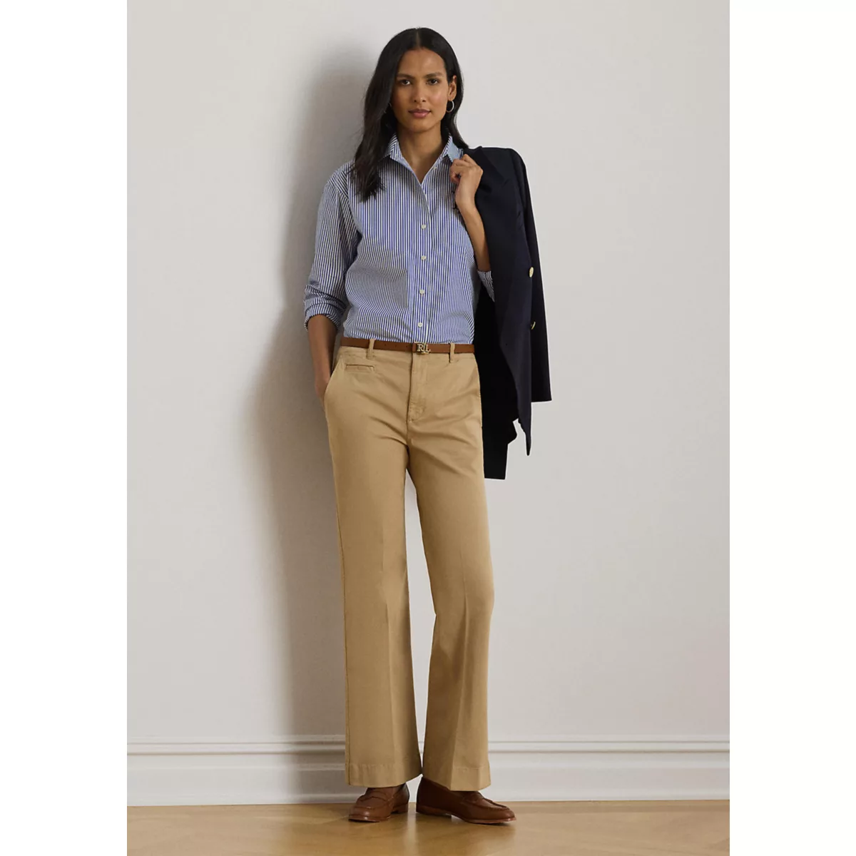Stretch Cotton Chino Flare Pants - 4