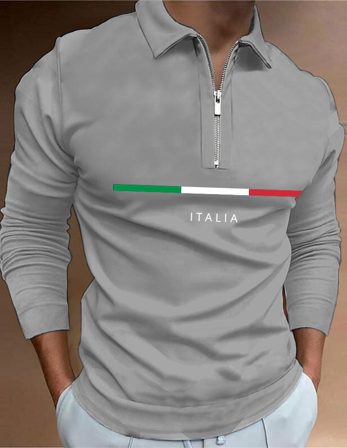 Camisa polo "Italy" estampado con cierre para hombre