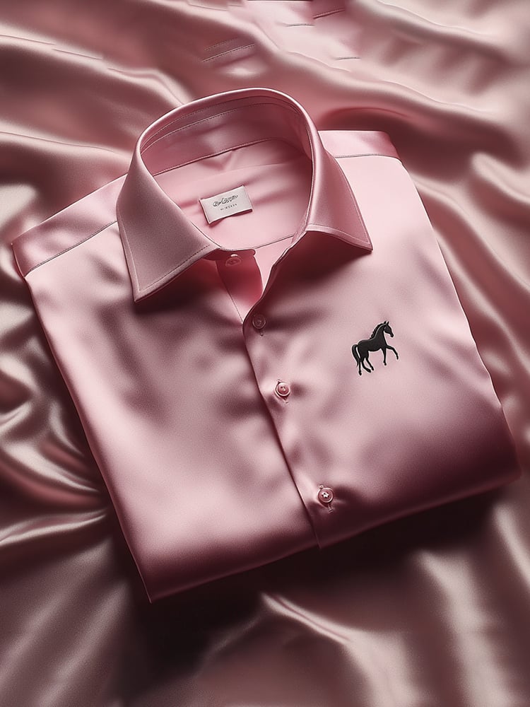 Camisa satén Luxe de manga larga con botones para hombre