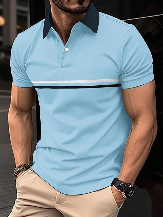 Camisa polo Sports casual de corte entallado de manga corta Half Button