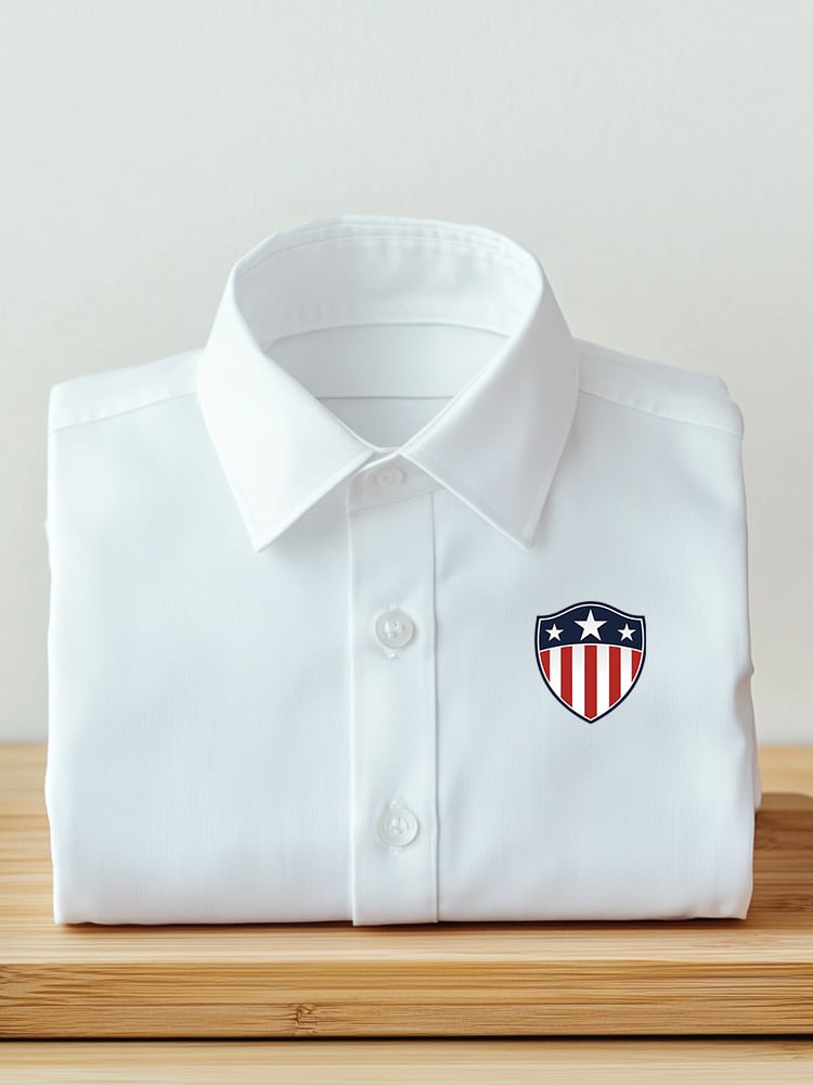 Camisa ejecutivo casual Flag Logo solapa de manga corta para hombre