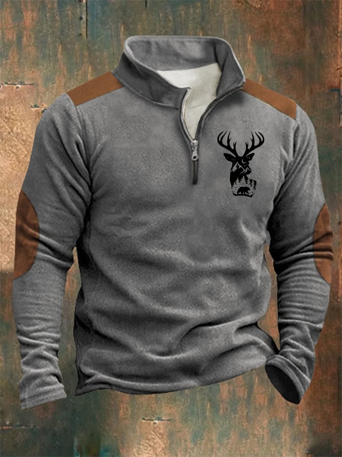 Sudadera Western Style estampado Stand cuello cierre para hombre