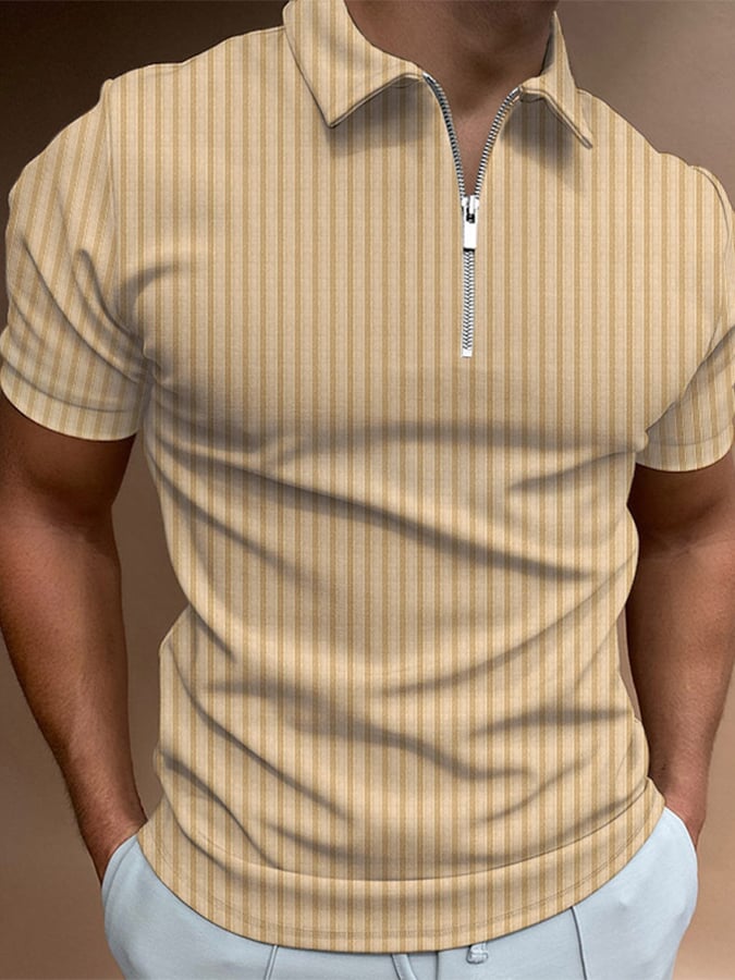 Polo Neck Zip rayas Top