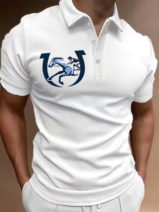 Camisa polo Jockey Club Design Button de manga corta casual para hombre